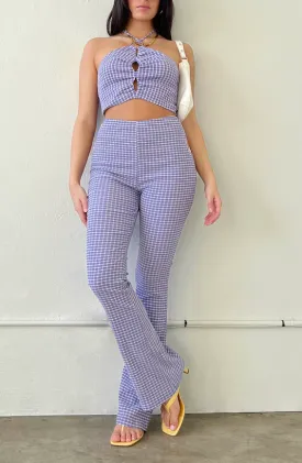 High Waisted Plaid Flare Pants