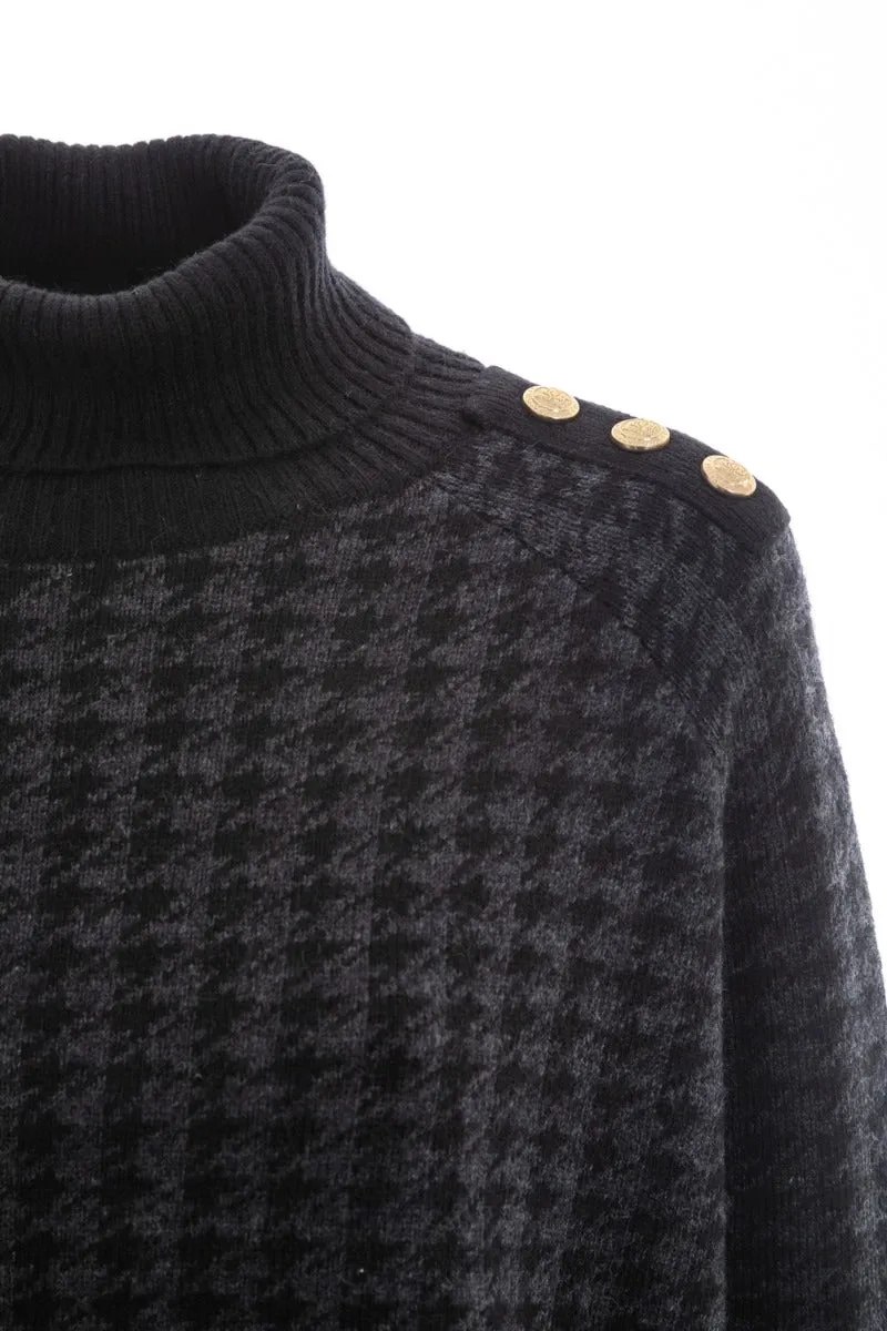 Holland Cooper Kingsbury Cape Knitwear in Grey Houndstooth