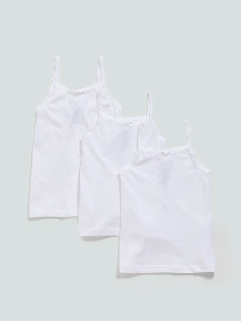 HOP Solid White Camisoles - Pack of 3