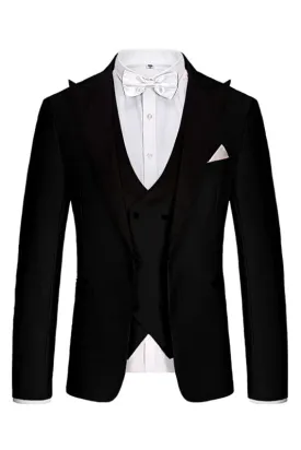 Humphrey Formal Black Peak Lapel Men's Business Suit