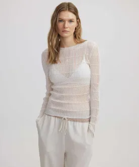 Ipekyol Textured Transparent Knitwear Ecru