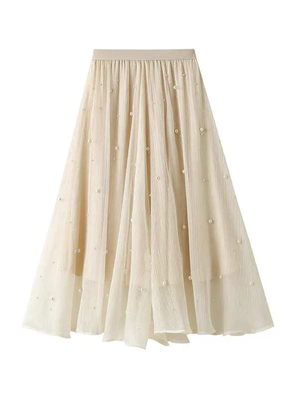 Irregular Ruffled Beaded Skirt