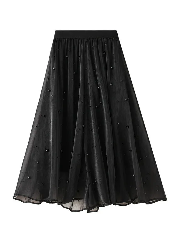 Irregular Ruffled Beaded Skirt