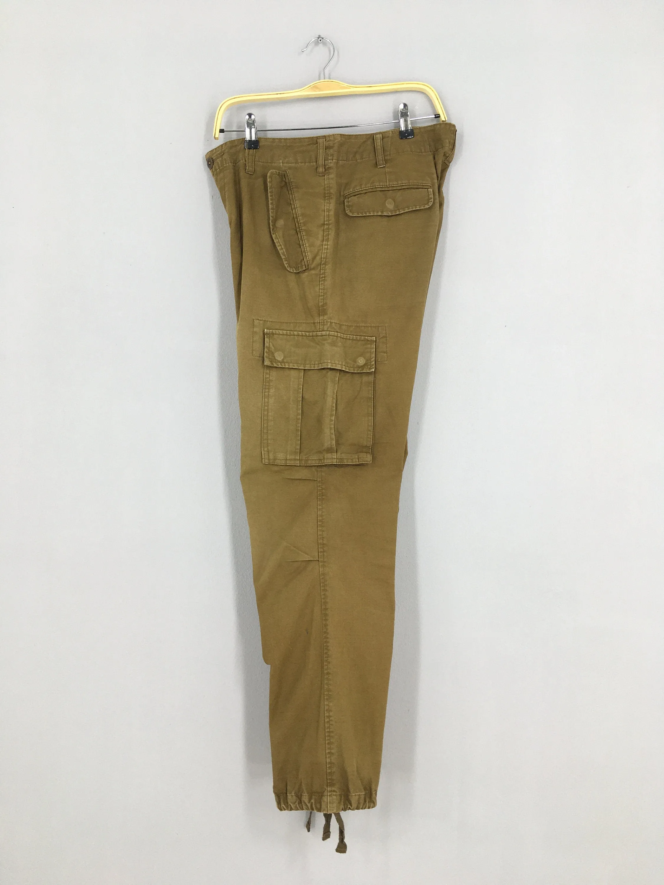 Japanese Brand Cargo Brown Drawstring Pants Size 32x30.5