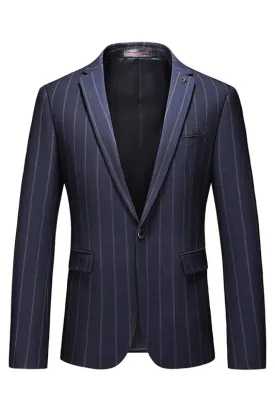 Keiton Custom-Made Blue Peak Lapel Striped Men's Business Suit