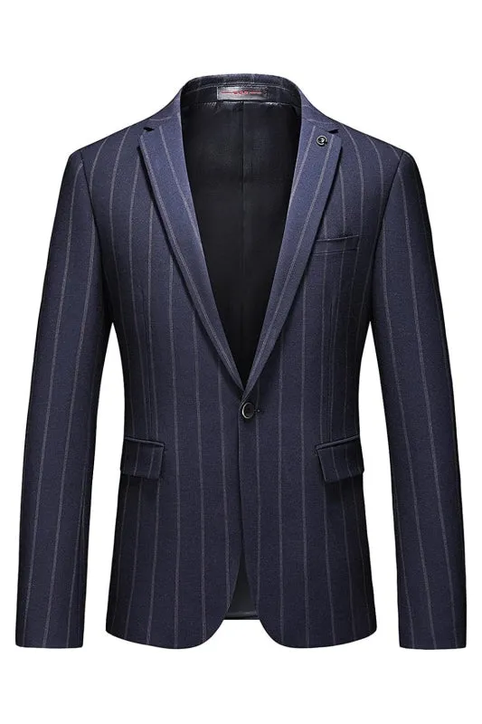 Keiton Custom-Made Blue Peak Lapel Striped Men's Business Suit