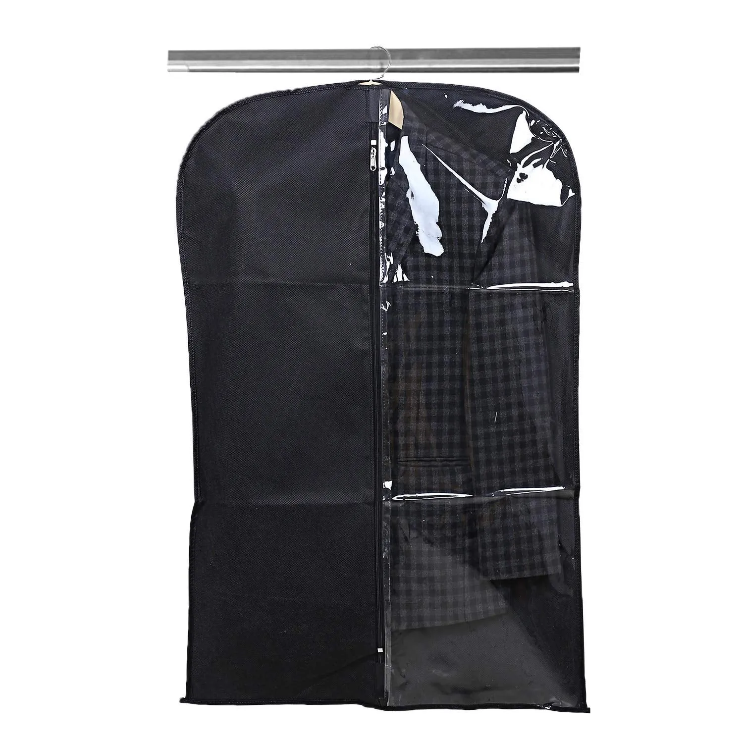 Kuber Industries 12 Pieces Half Transparent Non Woven Men's Coat Blazer Suit Cover (Black) -CTKTC41364