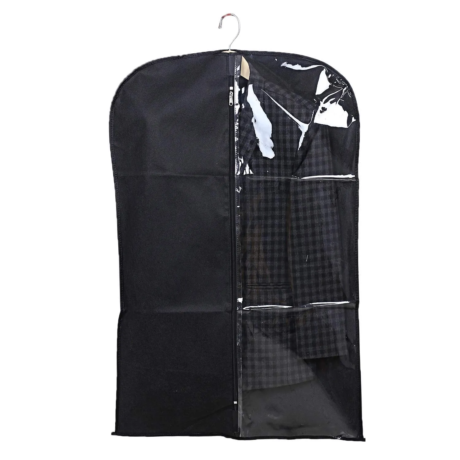 Kuber Industries 12 Pieces Half Transparent Non Woven Men's Coat Blazer Suit Cover (Black) -CTKTC41364