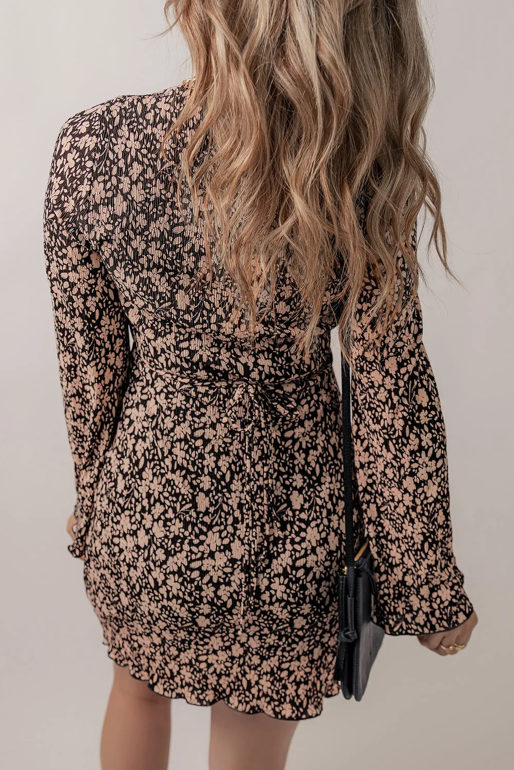 Lace-up Deep V Neck Floral Dresses