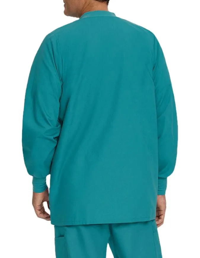 Landau 31.5 Inch Men's Snap Front Rib Knit Scrub Jacket