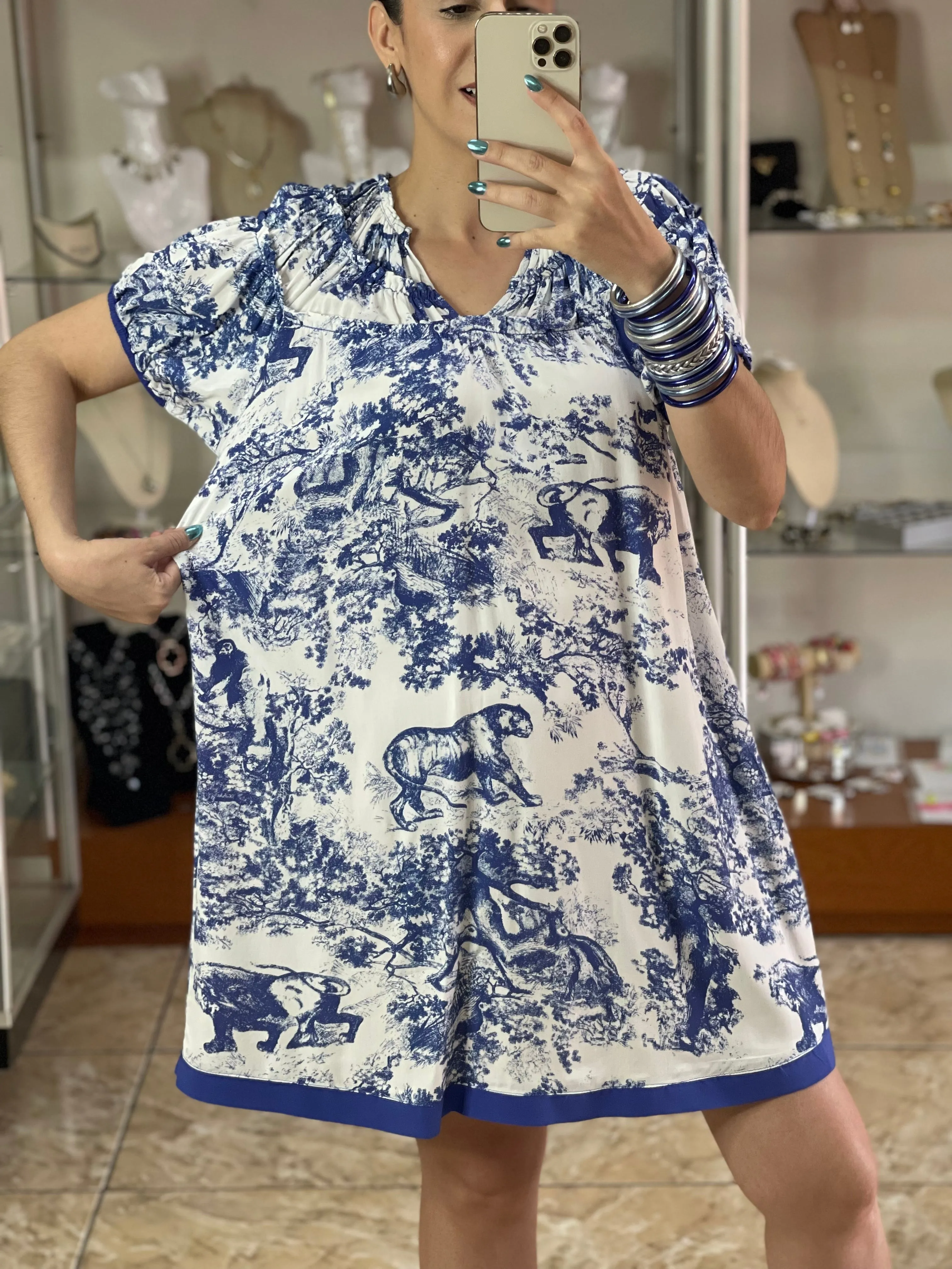 Landscape Print Short Dress