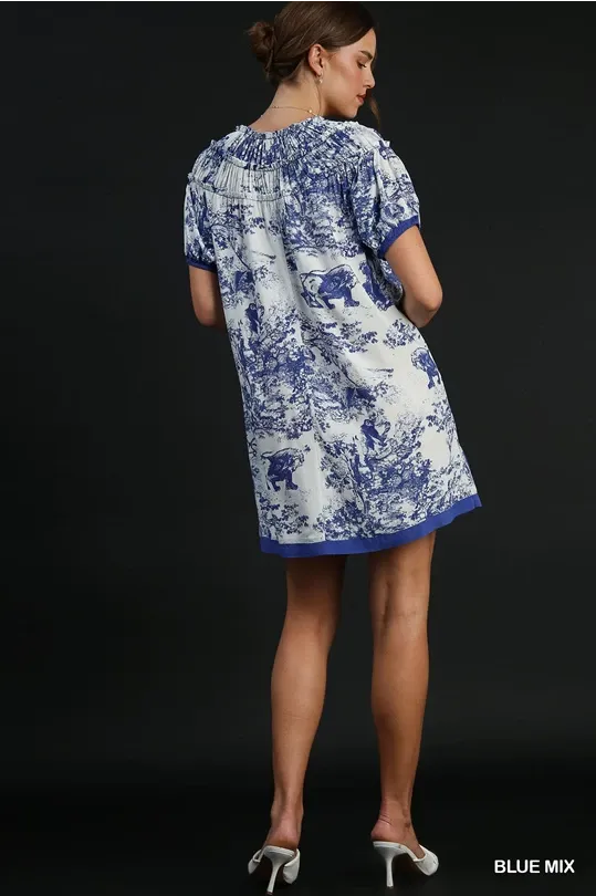 Landscape Print Short Dress