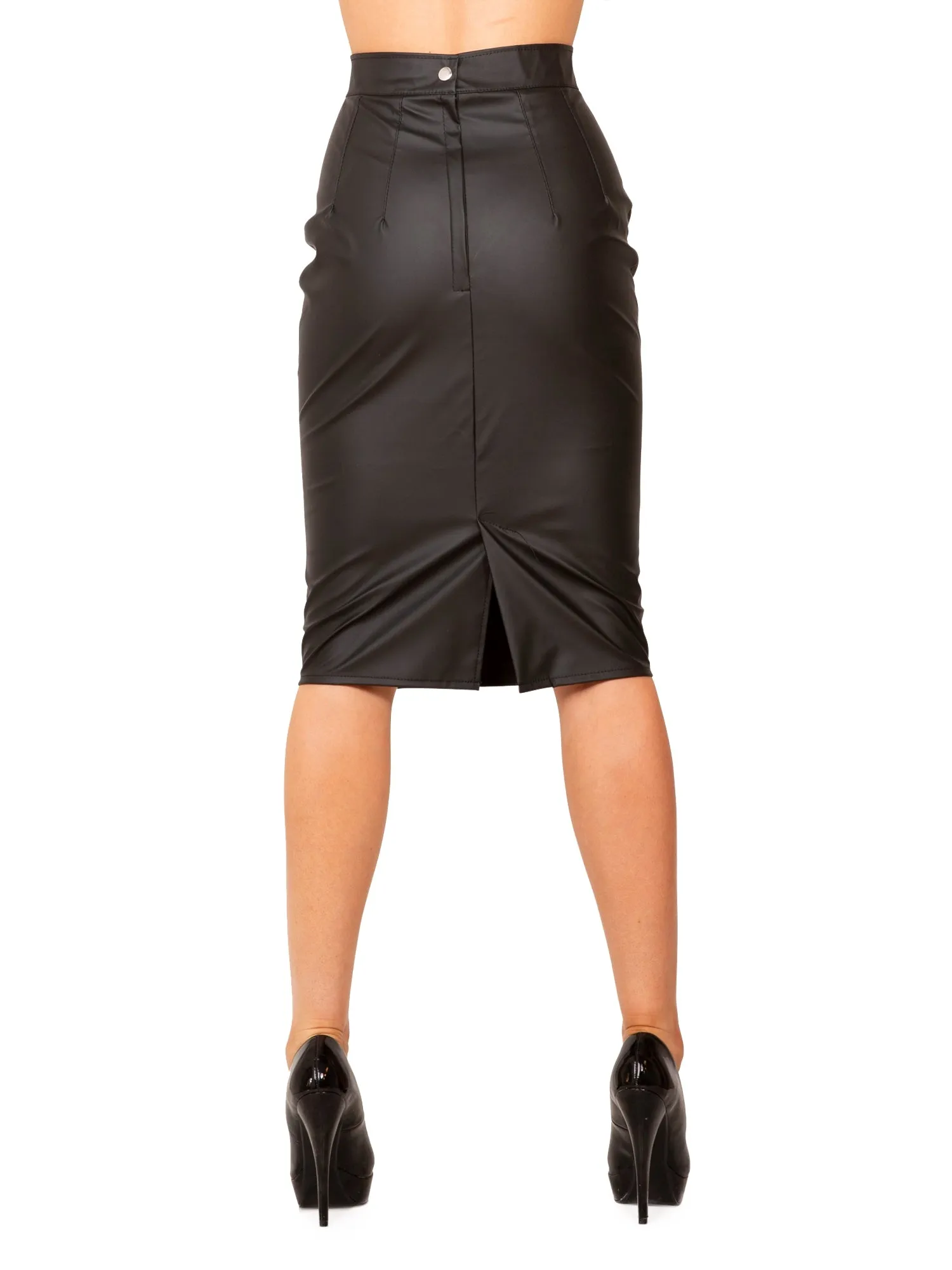 Leatherette Pencil Skirt Black