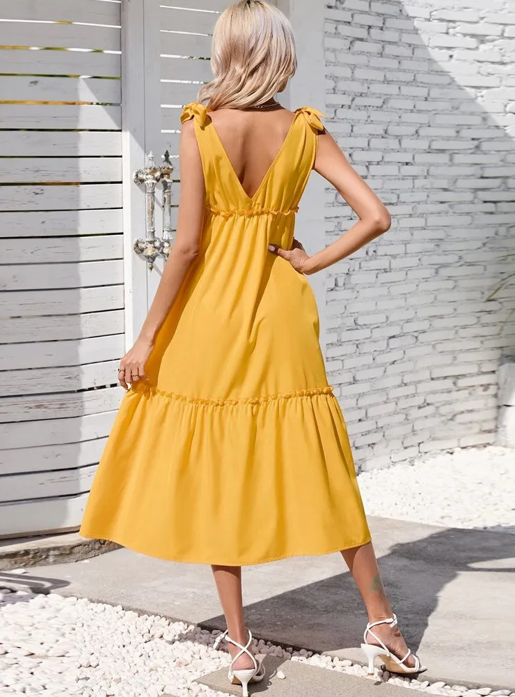 Leisure Holiday Beach V-neck Dress