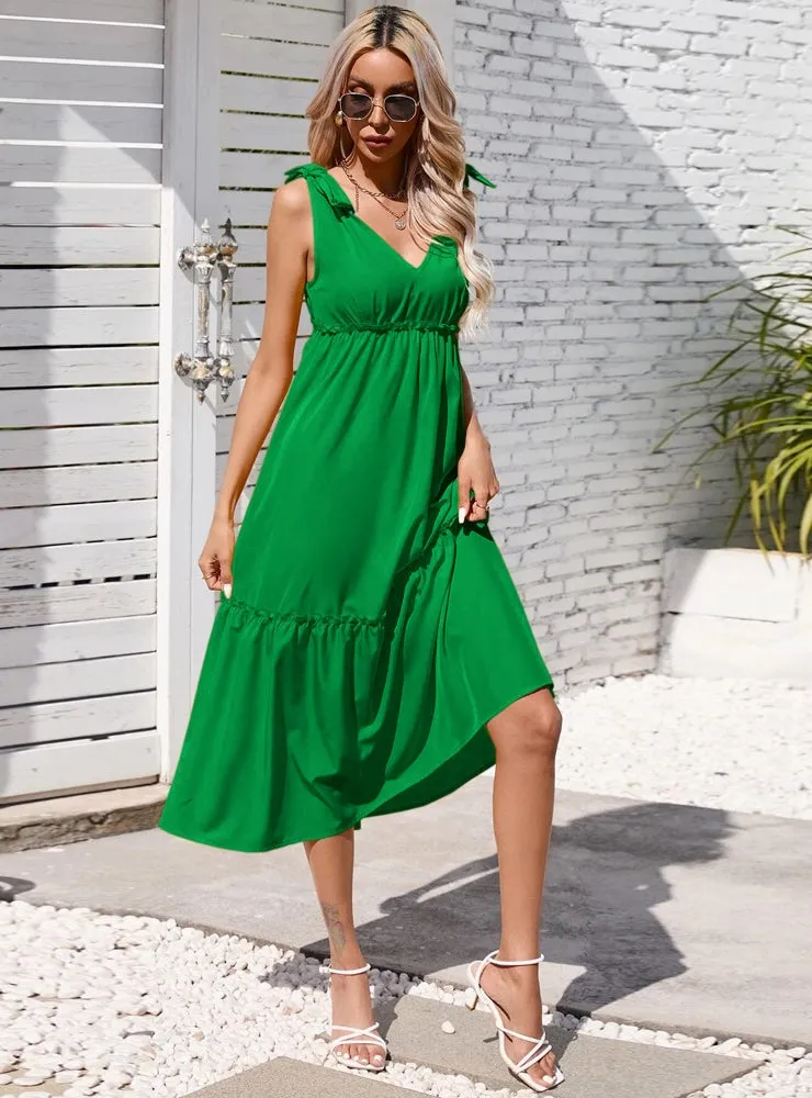 Leisure Holiday Beach V-neck Dress