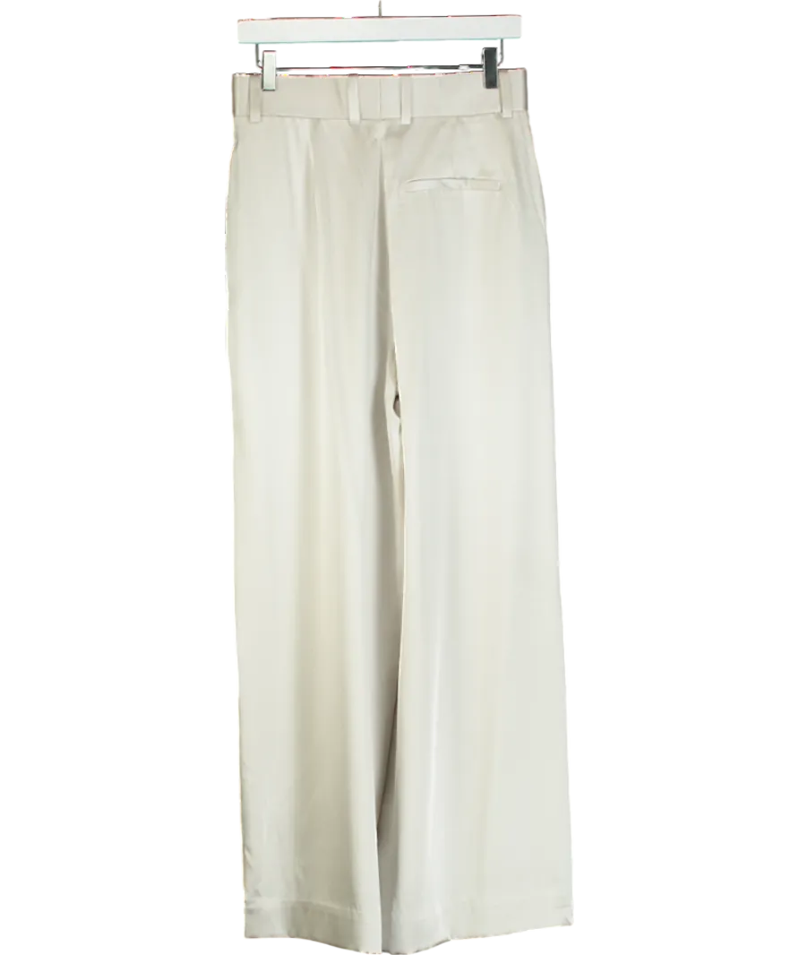 Lily Silk Grey High-waisted Wide Leg Dense Silk Pants UK 4