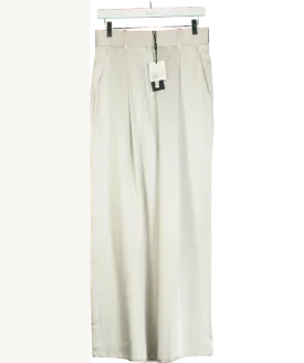 Lily Silk Grey High-waisted Wide Leg Dense Silk Pants UK 4