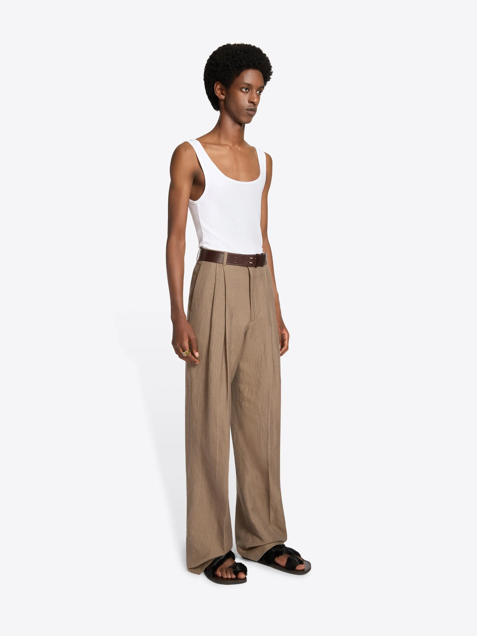 Linen straight pants