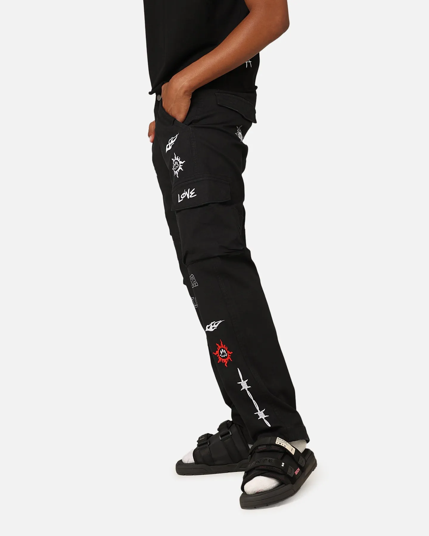 Loiter Sketch Cargo Pants Black