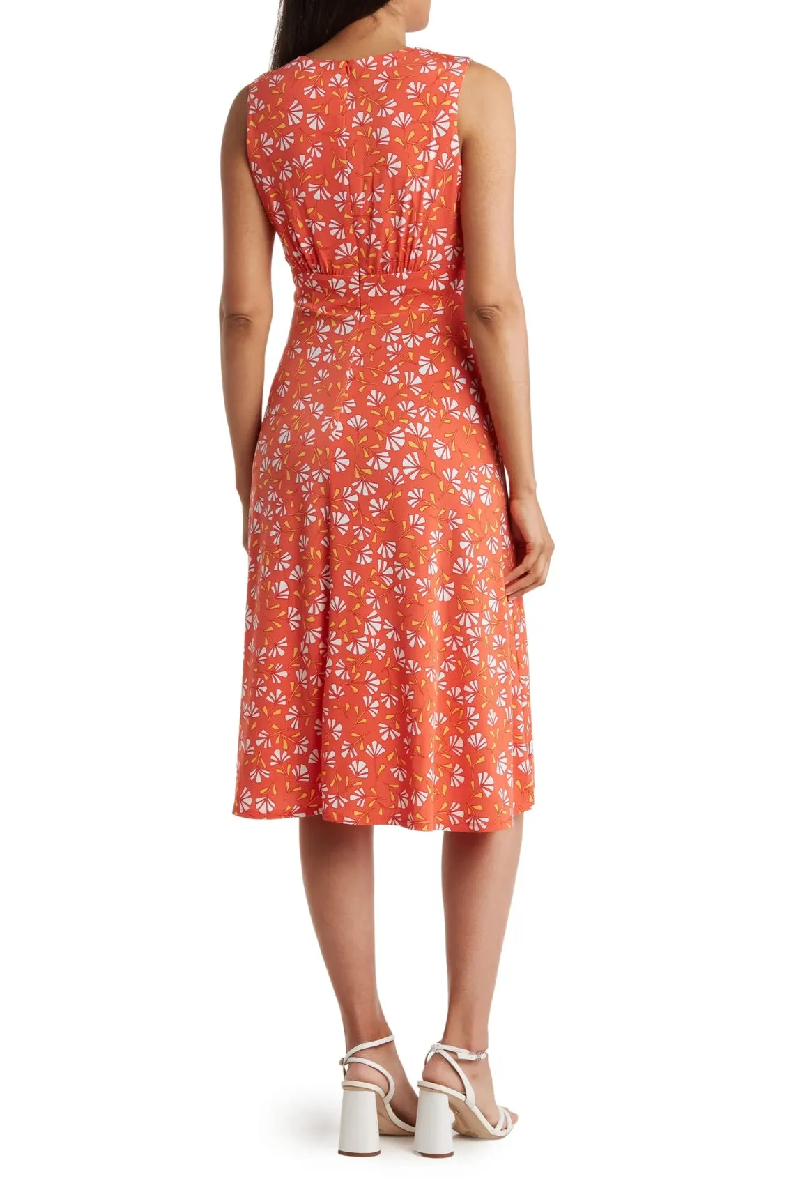 London Times Floral Sleeveless Fit & Flare Midi Dress