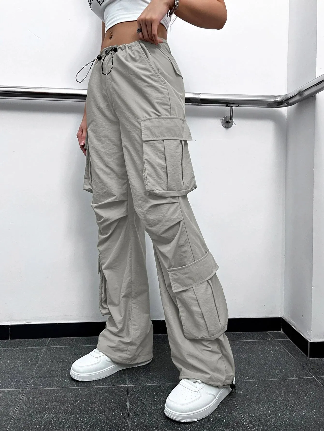 Long High Waist Cargo Pants