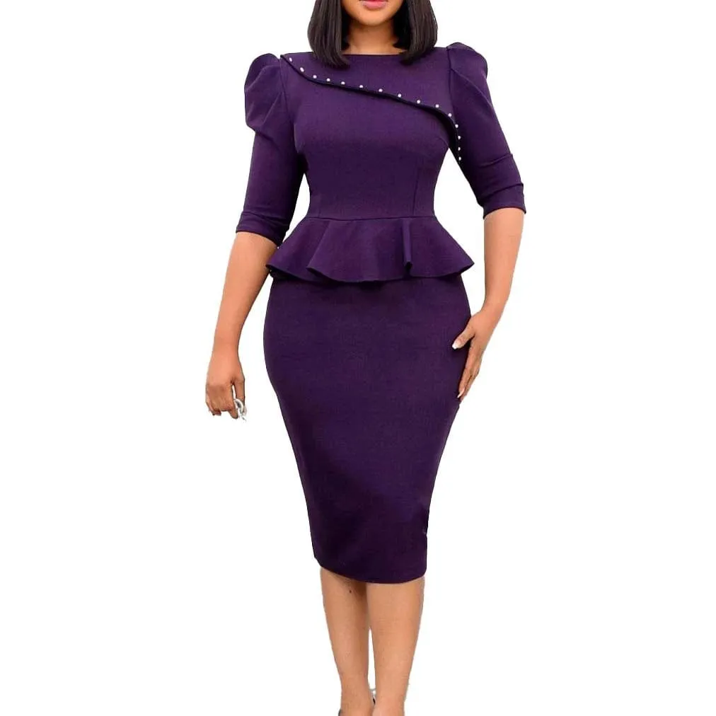 Long Purple Plus-size African Dress for Women Eye-Catching  Dresses