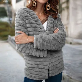 Long Sleeve Fur Grey Coat