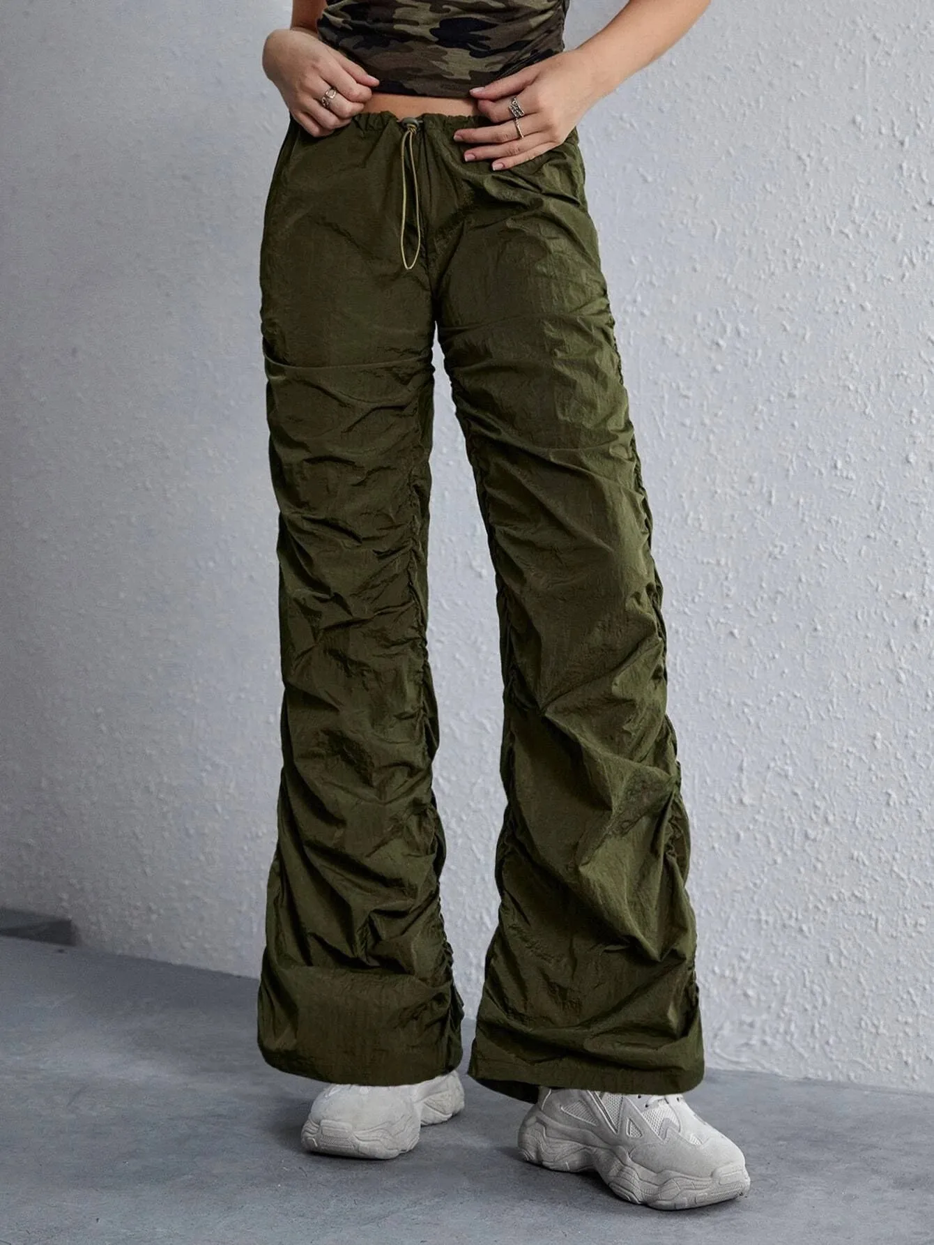 Low Rise Ruched Parachute Pants