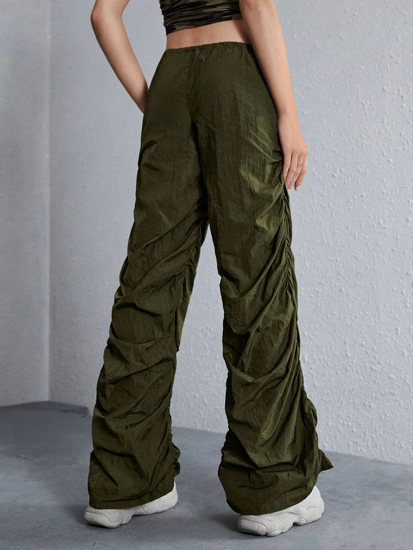 Low Rise Ruched Parachute Pants