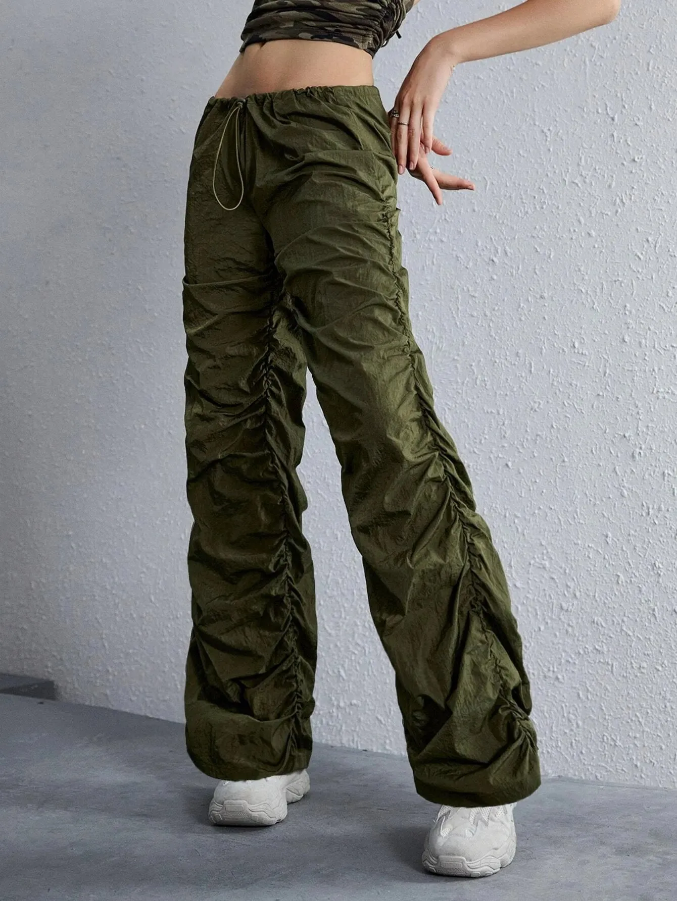 Low Rise Ruched Parachute Pants