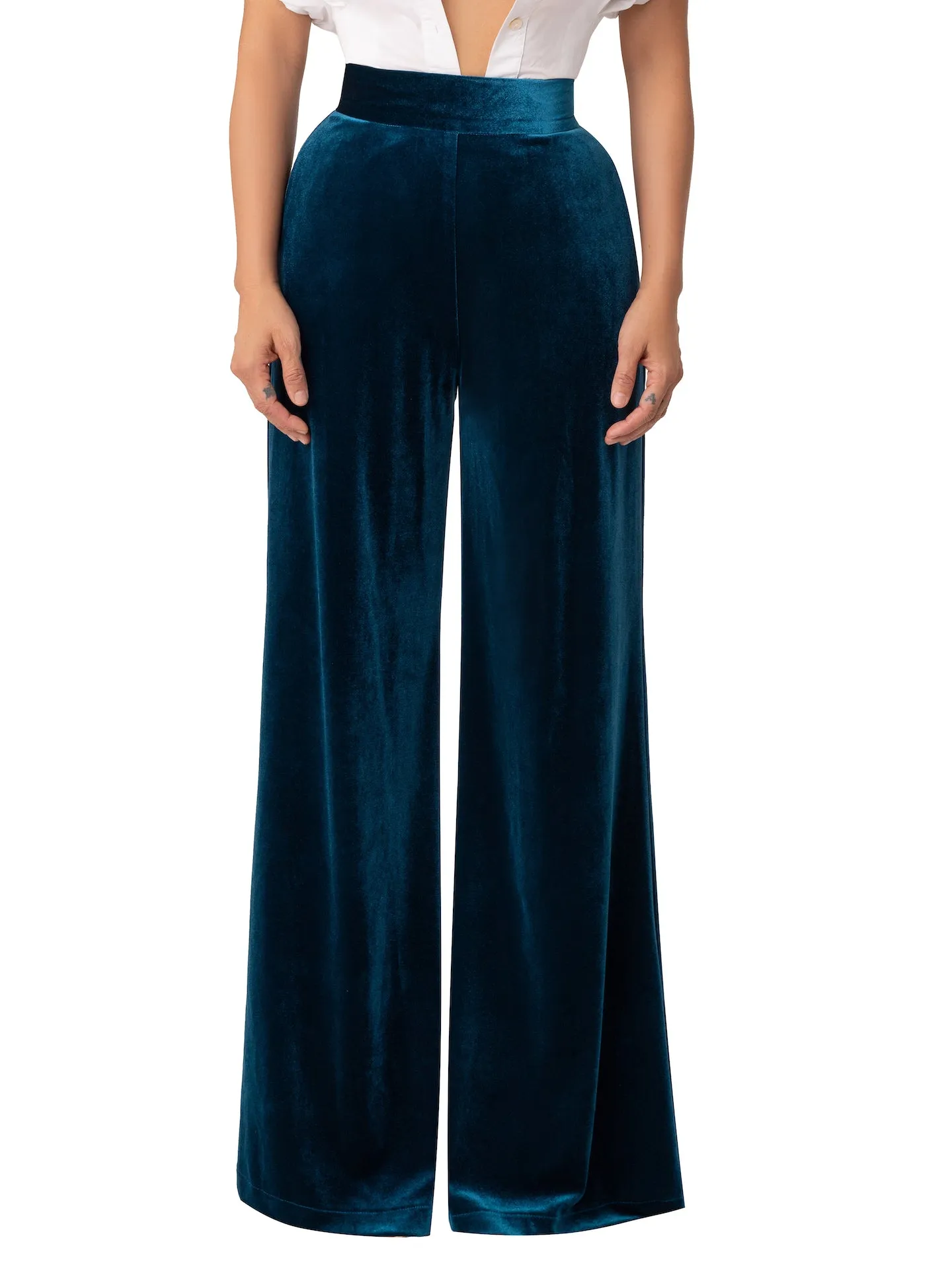 “Lucille” Petrol High Waist Pants