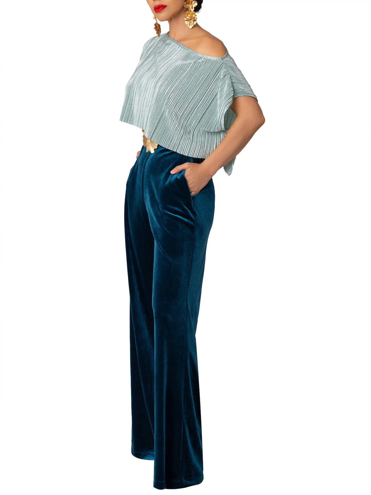 “Lucille” Petrol High Waist Pants