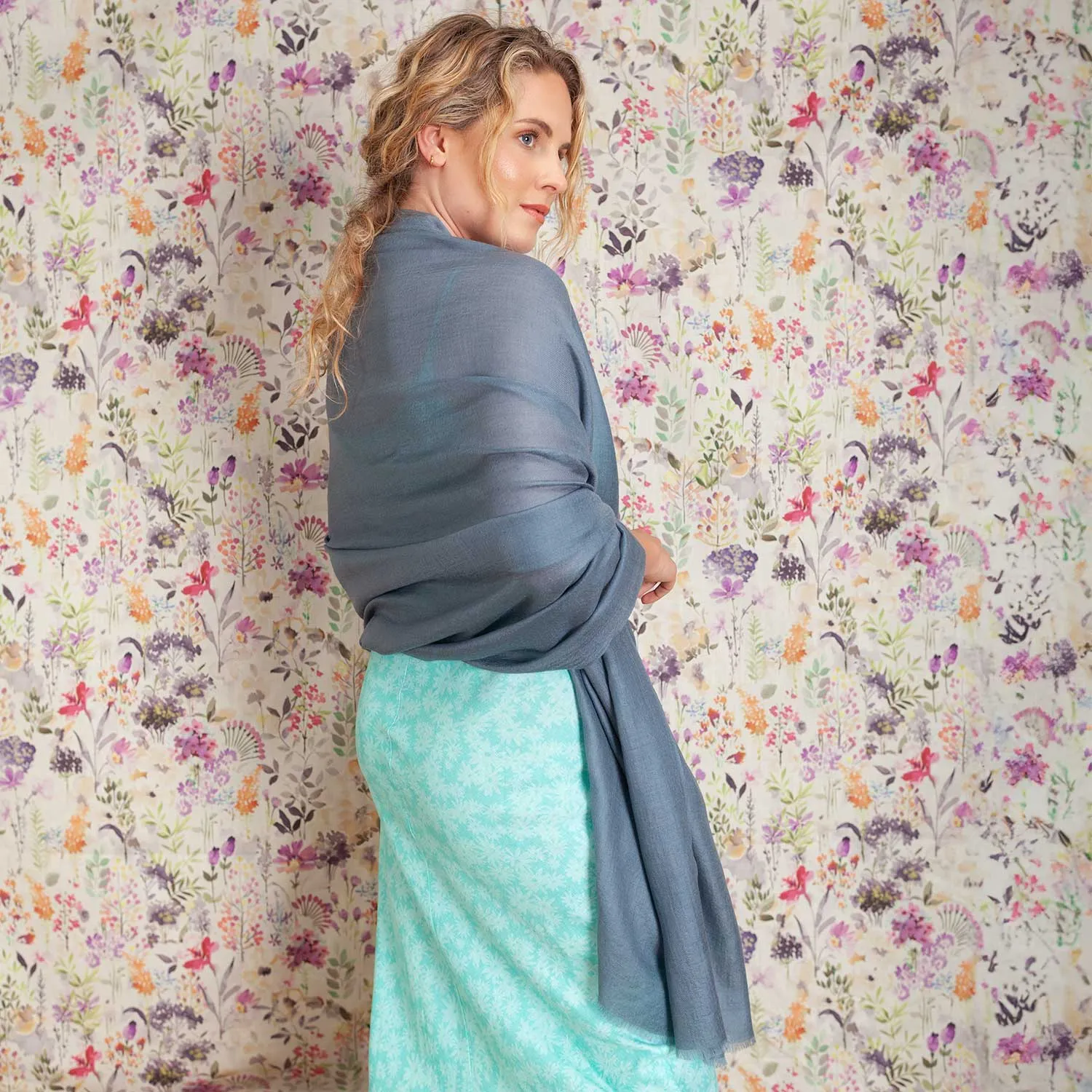 Luxe Merino Silk Shawl Storm Cloud