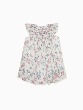 Magenta Floral Dahlia Girl Hand-Smocked Dress