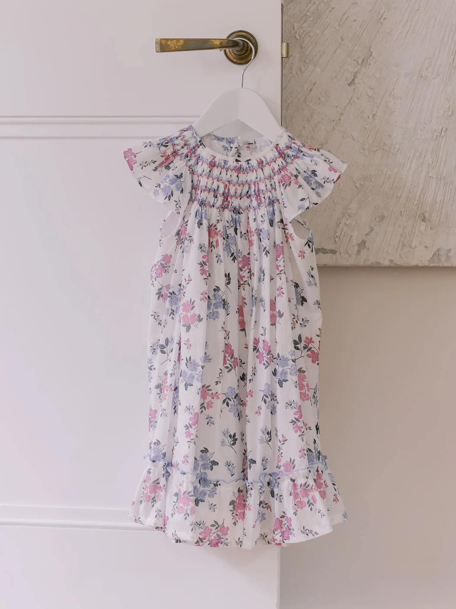 Magenta Floral Dahlia Girl Hand-Smocked Dress