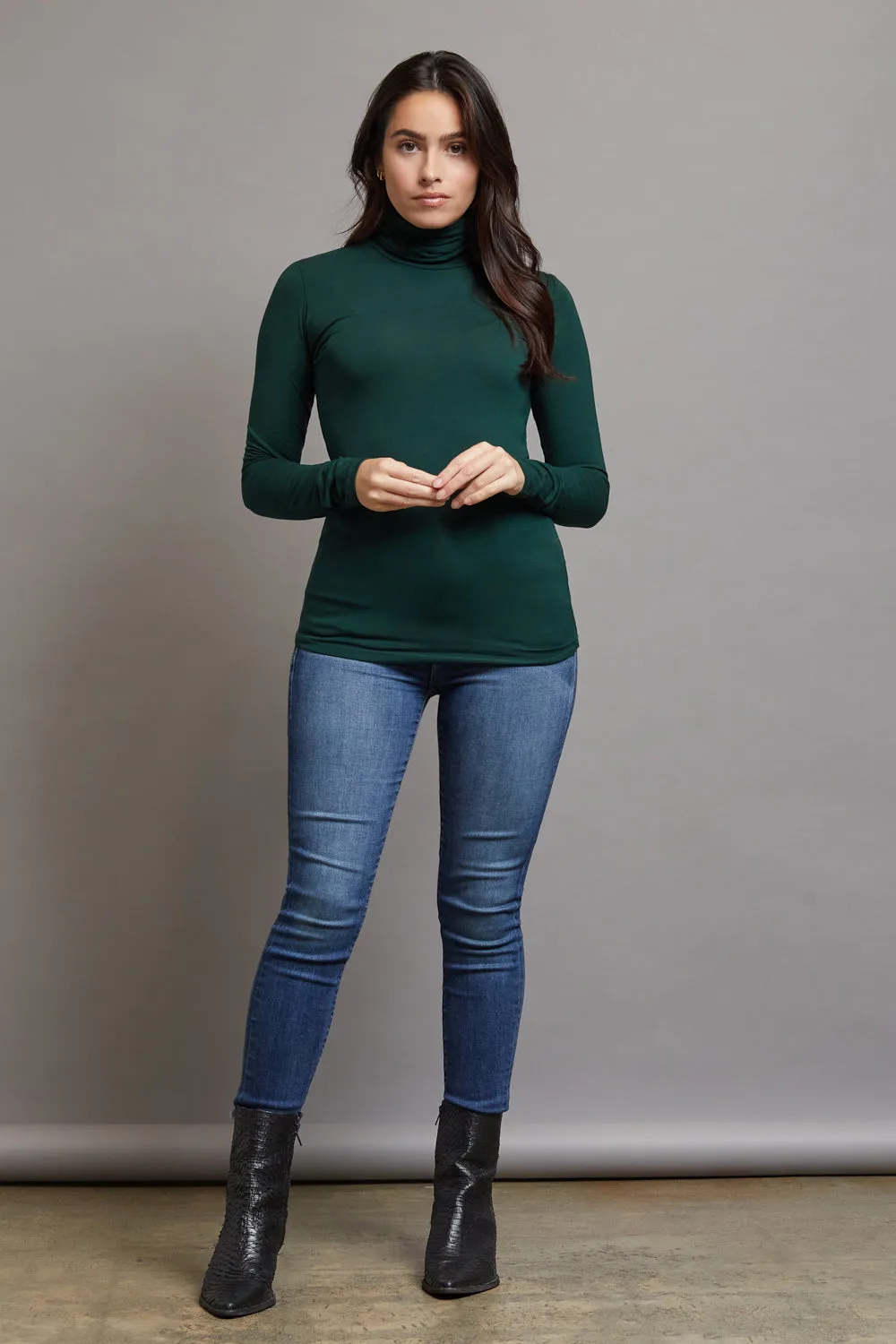 Majestic Long Sleeve Turtleneck in Scarabe