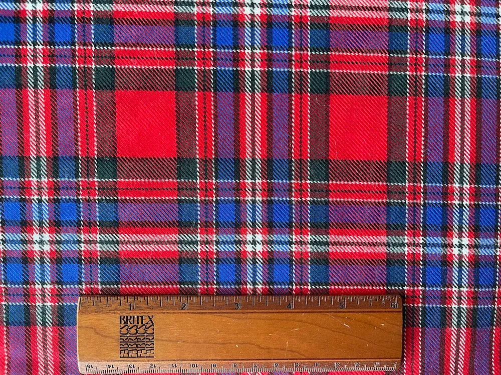 Maraschino Cherry-Cherry Tartan Plaid Wool Twill (Made in Italy)