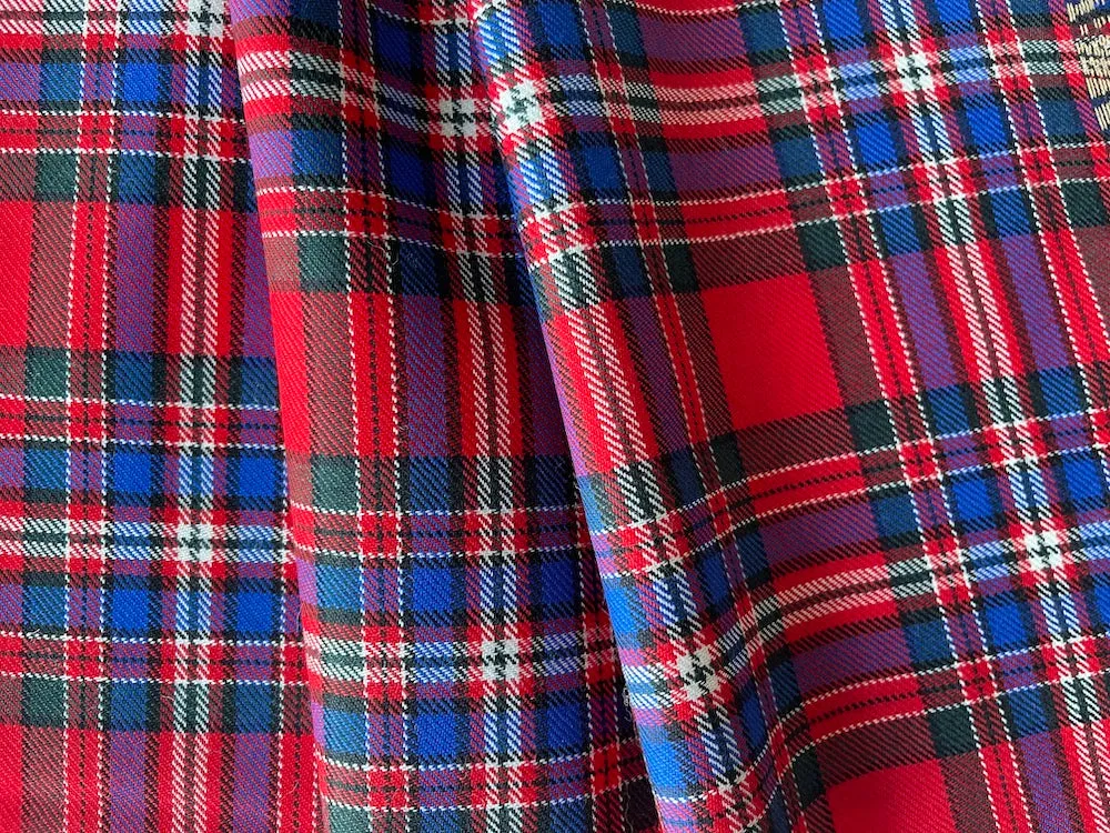 Maraschino Cherry-Cherry Tartan Plaid Wool Twill (Made in Italy)