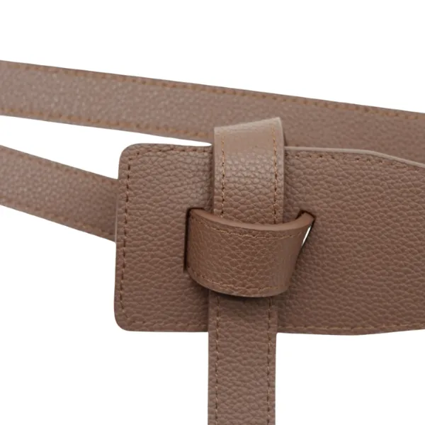 MARINA - Women's Latte Genuine Leather Knot Waist Belt