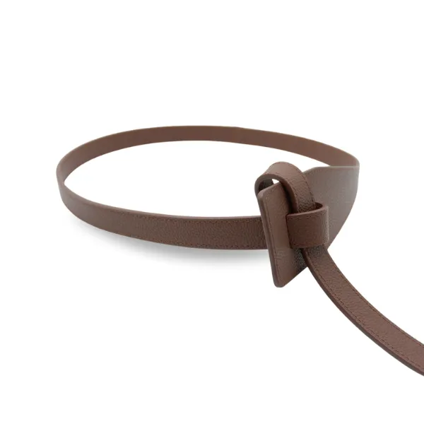 MARINA - Women's Latte Genuine Leather Knot Waist Belt