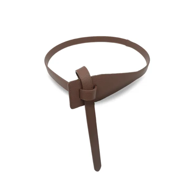 MARINA - Women's Latte Genuine Leather Knot Waist Belt