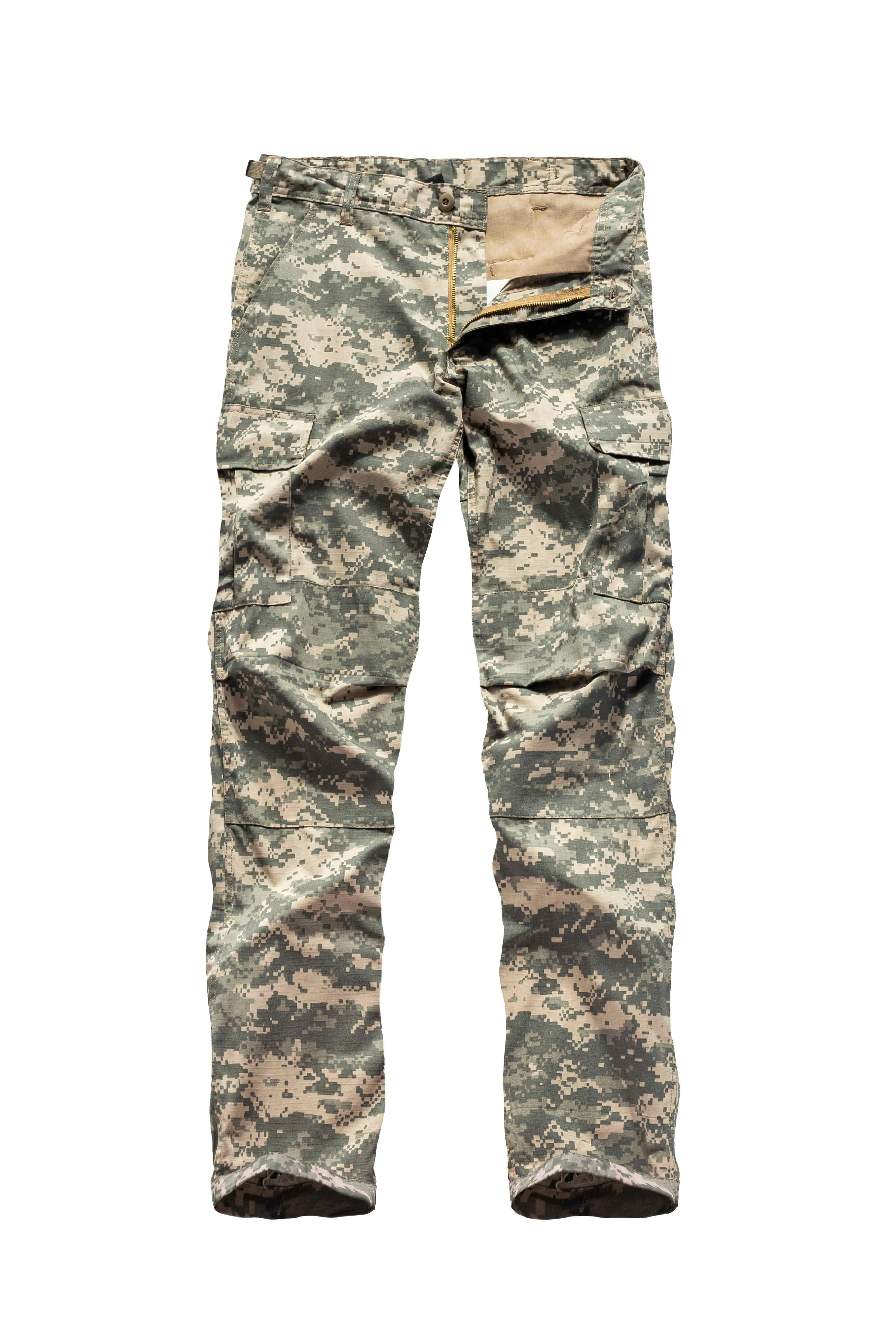 Mens Casual Multi-pocket Camouflage Cargo Pants Military Army Trousers BDU Pants Trousers with Zip Fly - RipStop Fabric