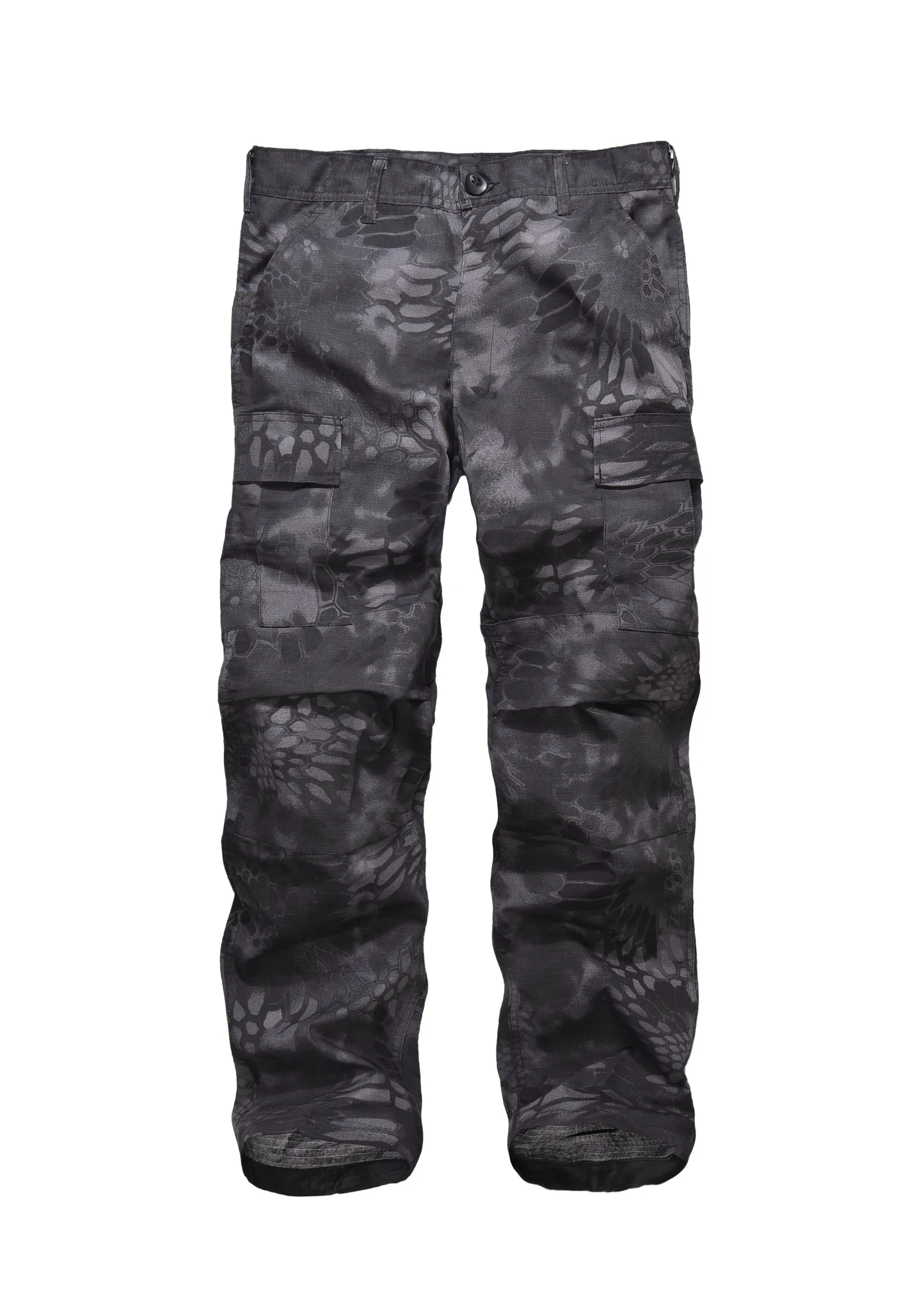 Mens Casual Multi-pocket Camouflage Cargo Pants Military Army Trousers BDU Pants Trousers with Zip Fly - RipStop Fabric