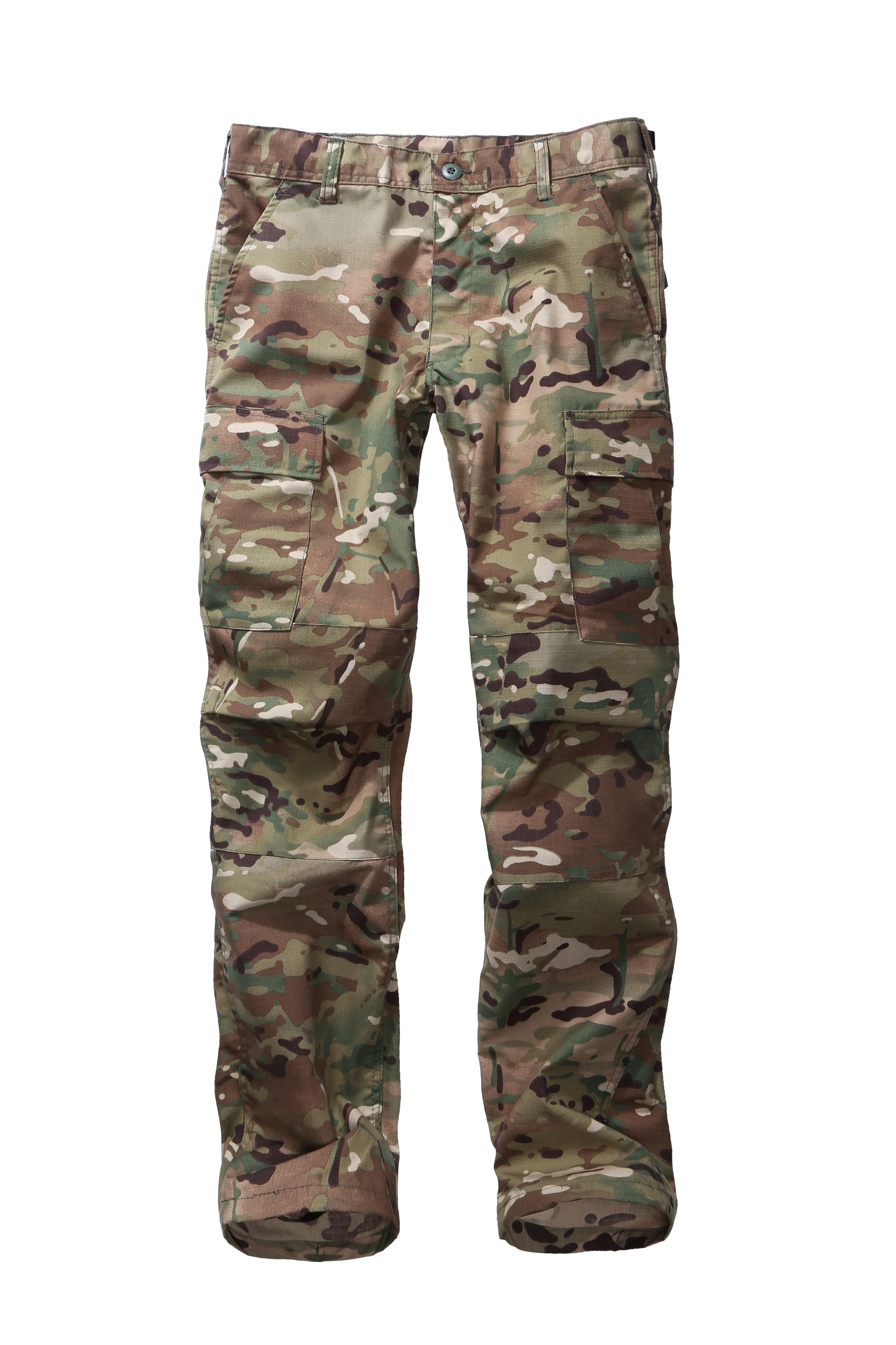 Mens Casual Multi-pocket Camouflage Cargo Pants Military Army Trousers BDU Pants Trousers with Zip Fly - RipStop Fabric