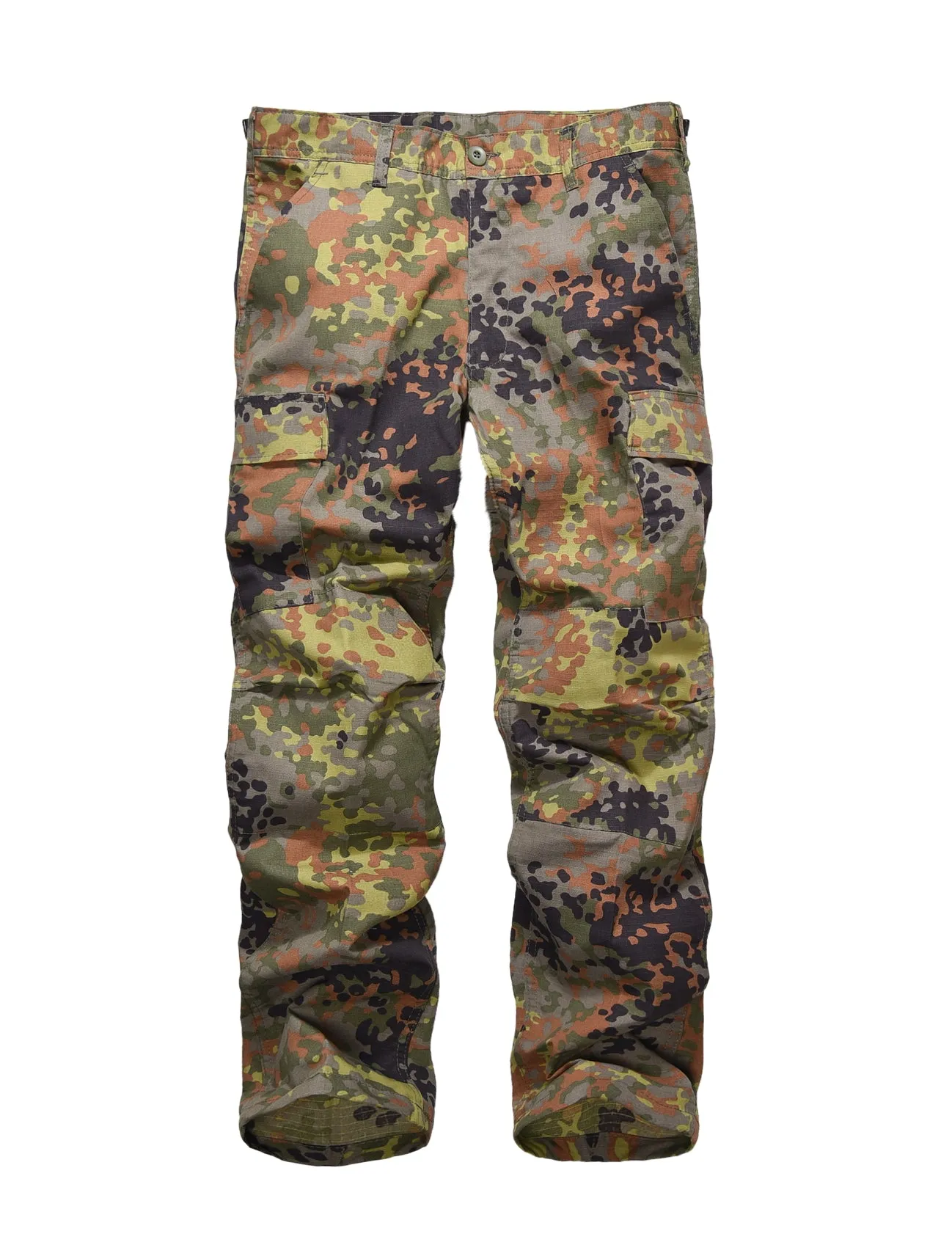 Mens Casual Multi-pocket Camouflage Cargo Pants Military Army Trousers BDU Pants Trousers with Zip Fly - RipStop Fabric