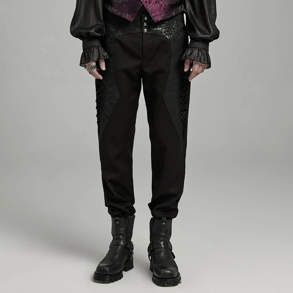 Men's Gothic High-waisted Jacquard Splicing Pants