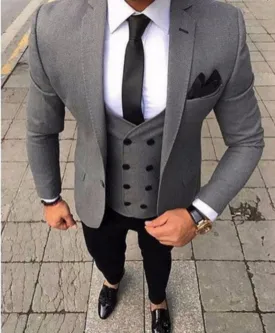 Men's Suit 3 Piece Suit Custom Made Grey