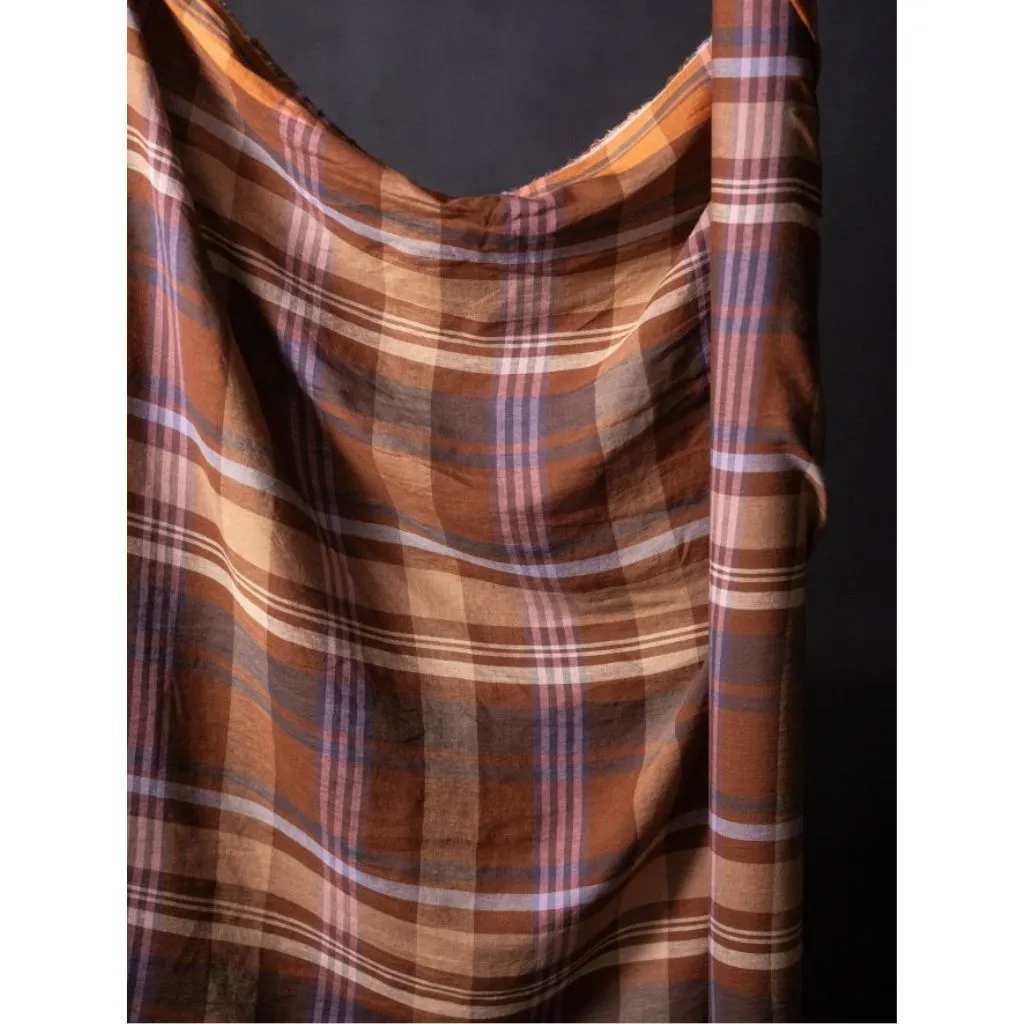 Merchant & Mills Chatou Rust Large Plaid Soft Washed Linen Rust