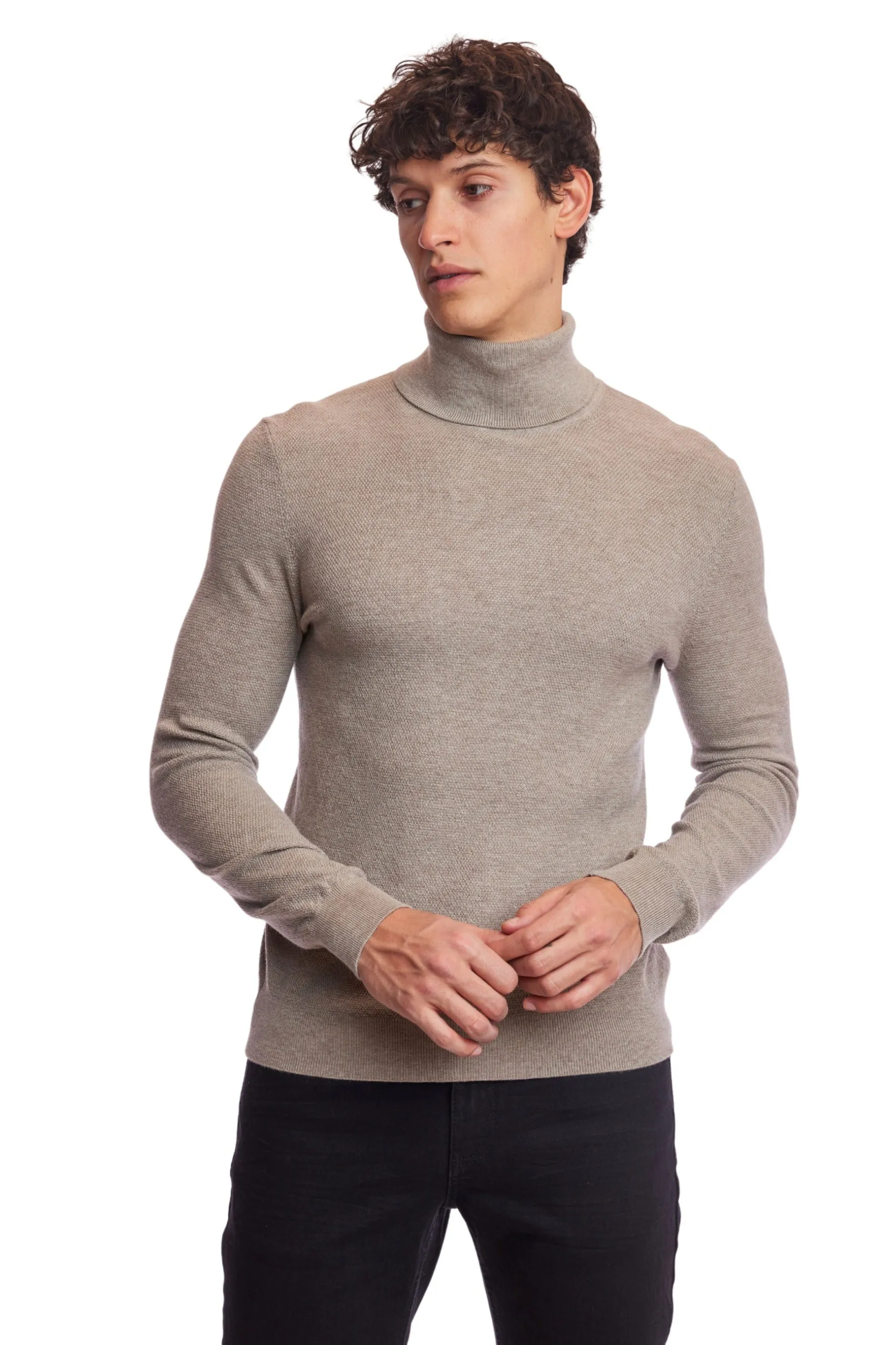 Micro Diamond Turtleneck - Oatmeal Milk