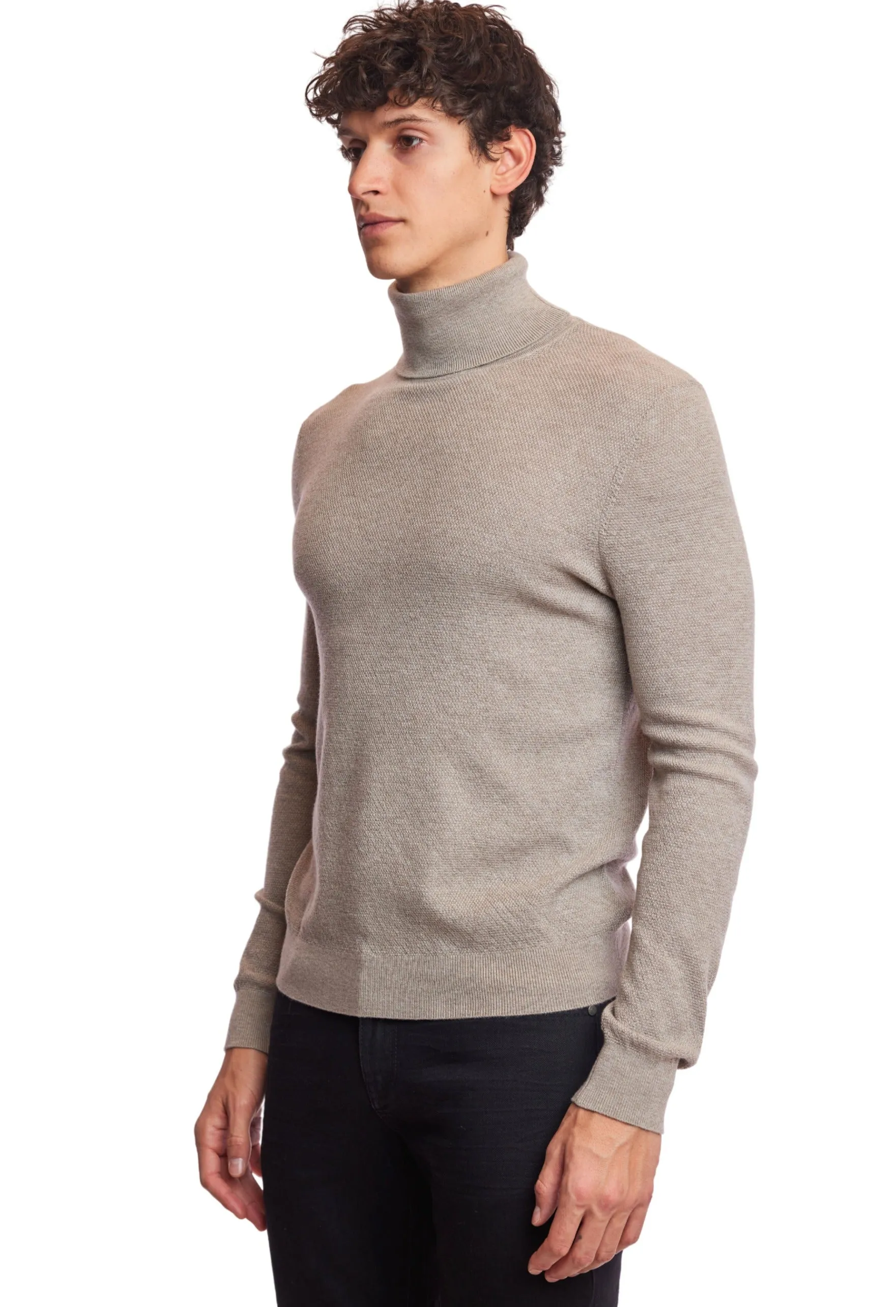 Micro Diamond Turtleneck - Oatmeal Milk